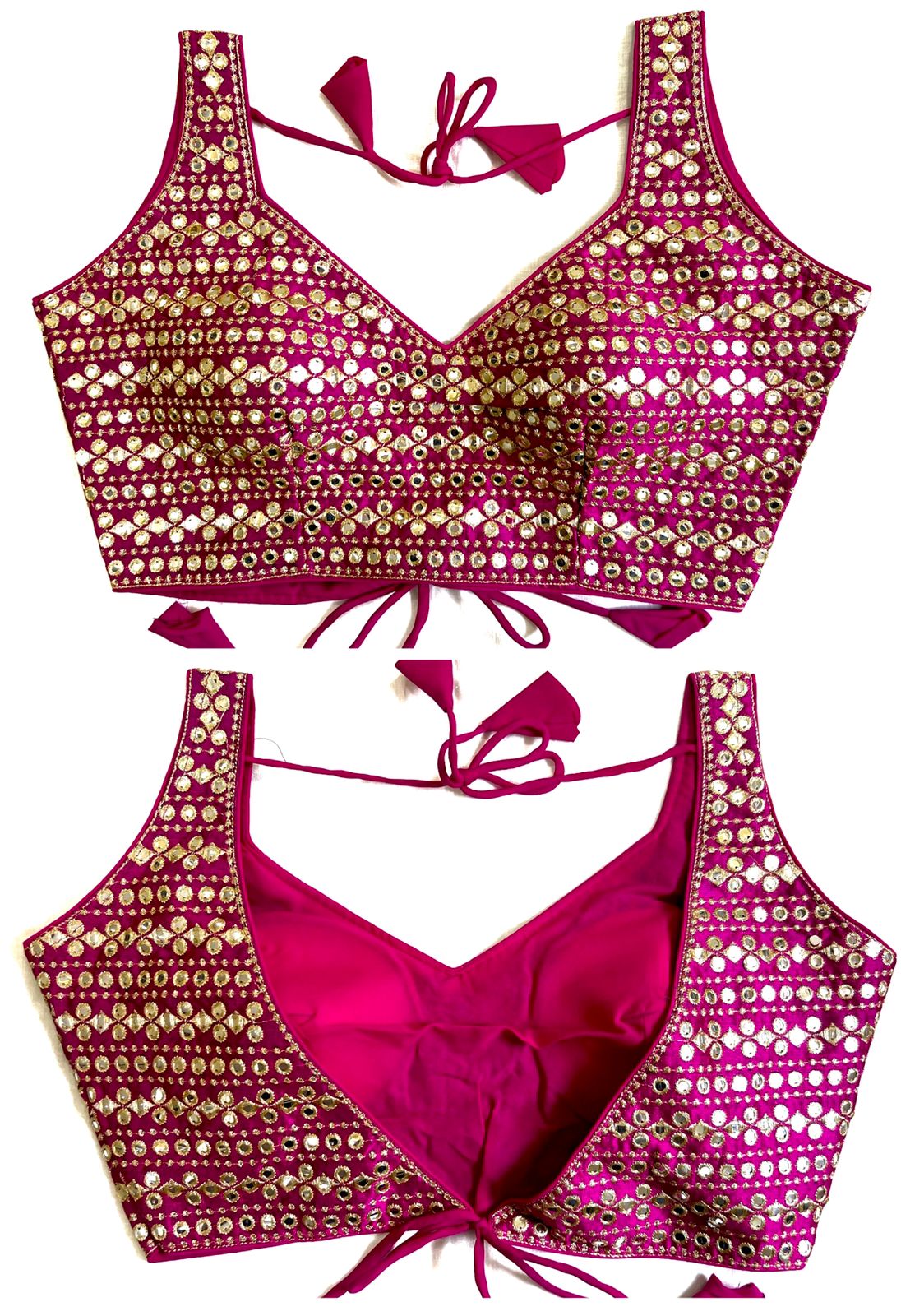 Rani pink Color mirror work blouse for reception