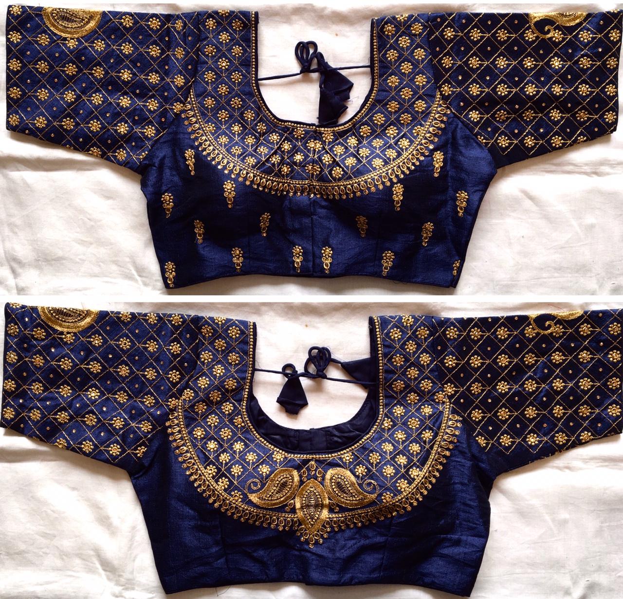 Navy Blue color phantom silk blouse price 