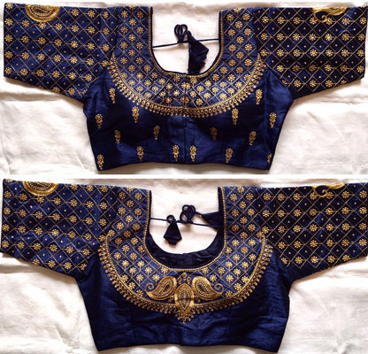 Navy Blue color phantom silk blouse price 