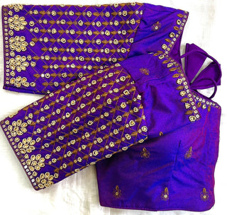 heavy shining silk Purple Blouse For Saree