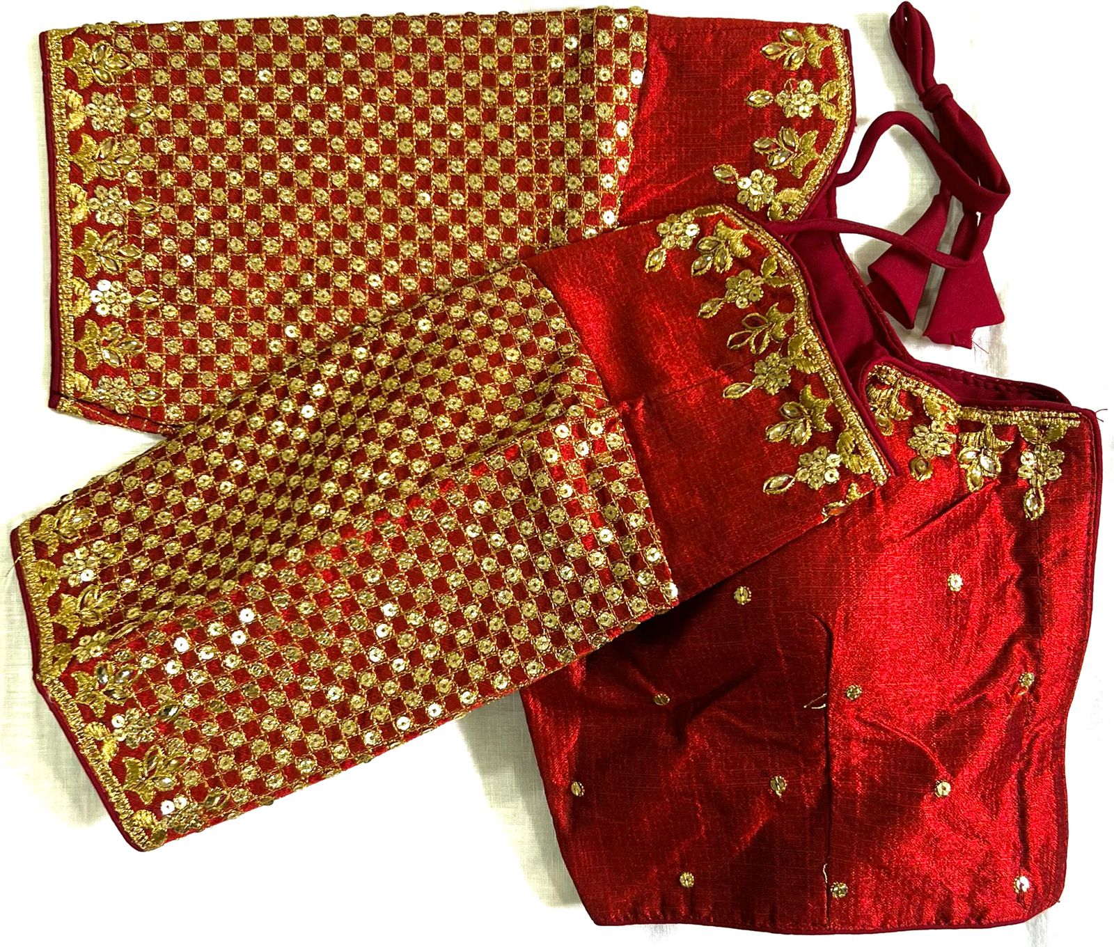 Rust color phantom silk sequins work sarees blouse for women