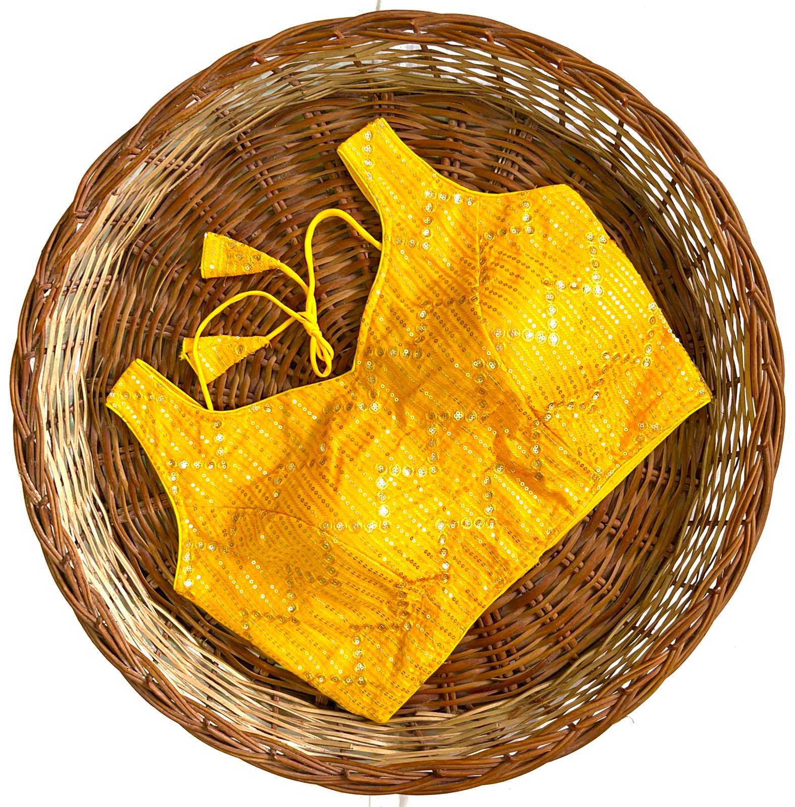 Yellow color georgette silk blouse images