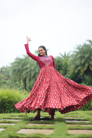 Maroon color navratri wear gown