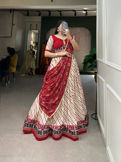 Pure cotton leheriya with patola print lehenga online shopping