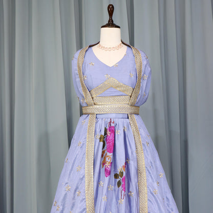 Lavender Color Chinon Floral Printed Lehenga Choli with dupatta online

