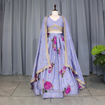 Lavender color chinon lehenga choli for women