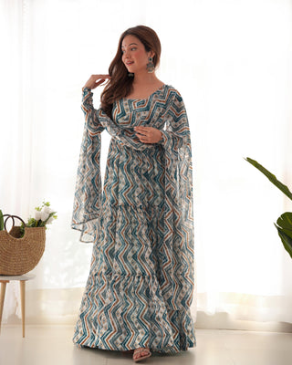 Blue georgette gown for women