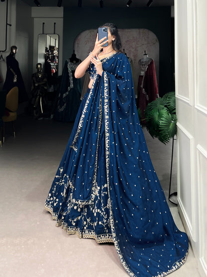 Firozi color vichitra silk lehenga choli for women