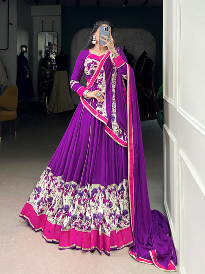Purple rayon printed lehenga choli with online 