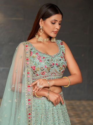 Sky blue Lehenga combination