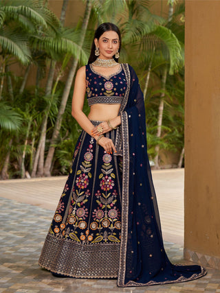 georgette navyblue lehenga