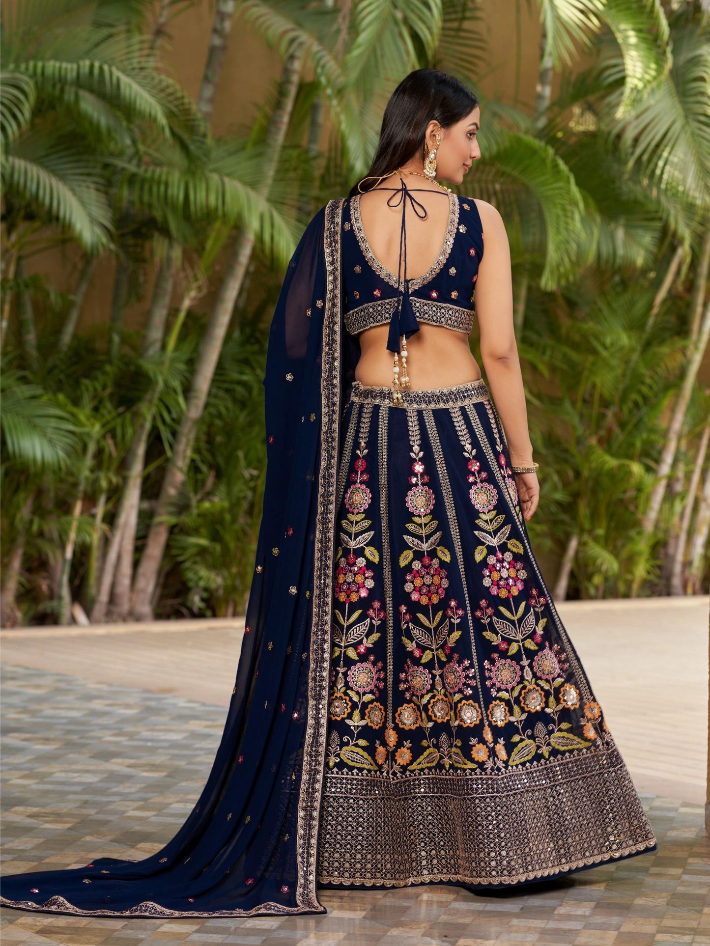 Designer georgette lehenga for wedding