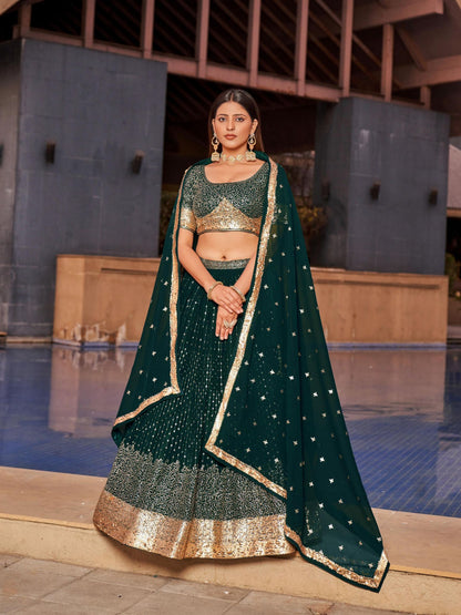 georgette green lehenga