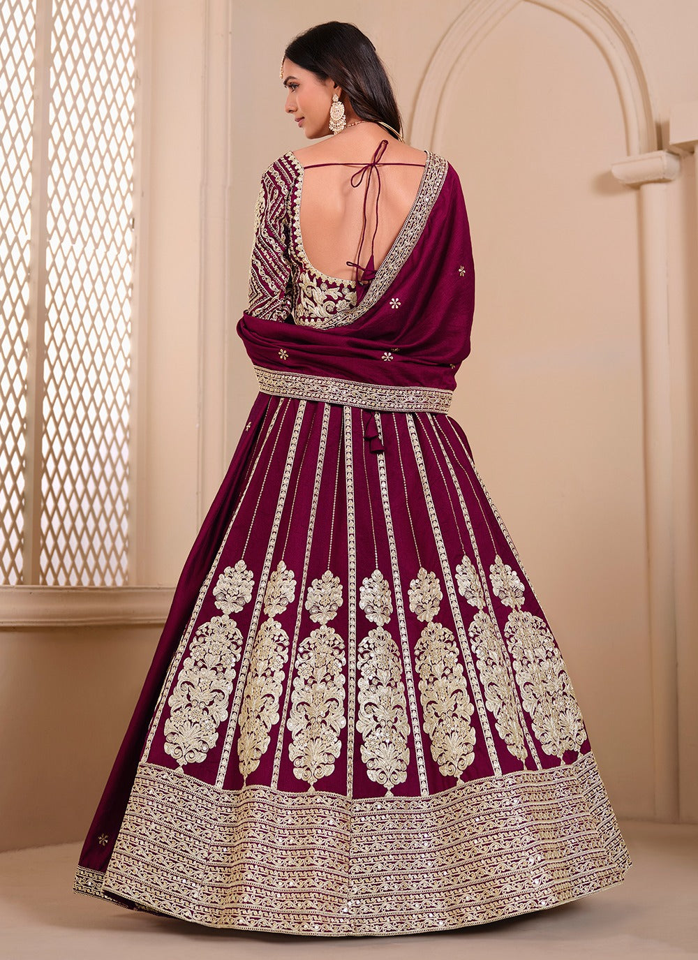 Wine color art silk lehenga choli for women with price
