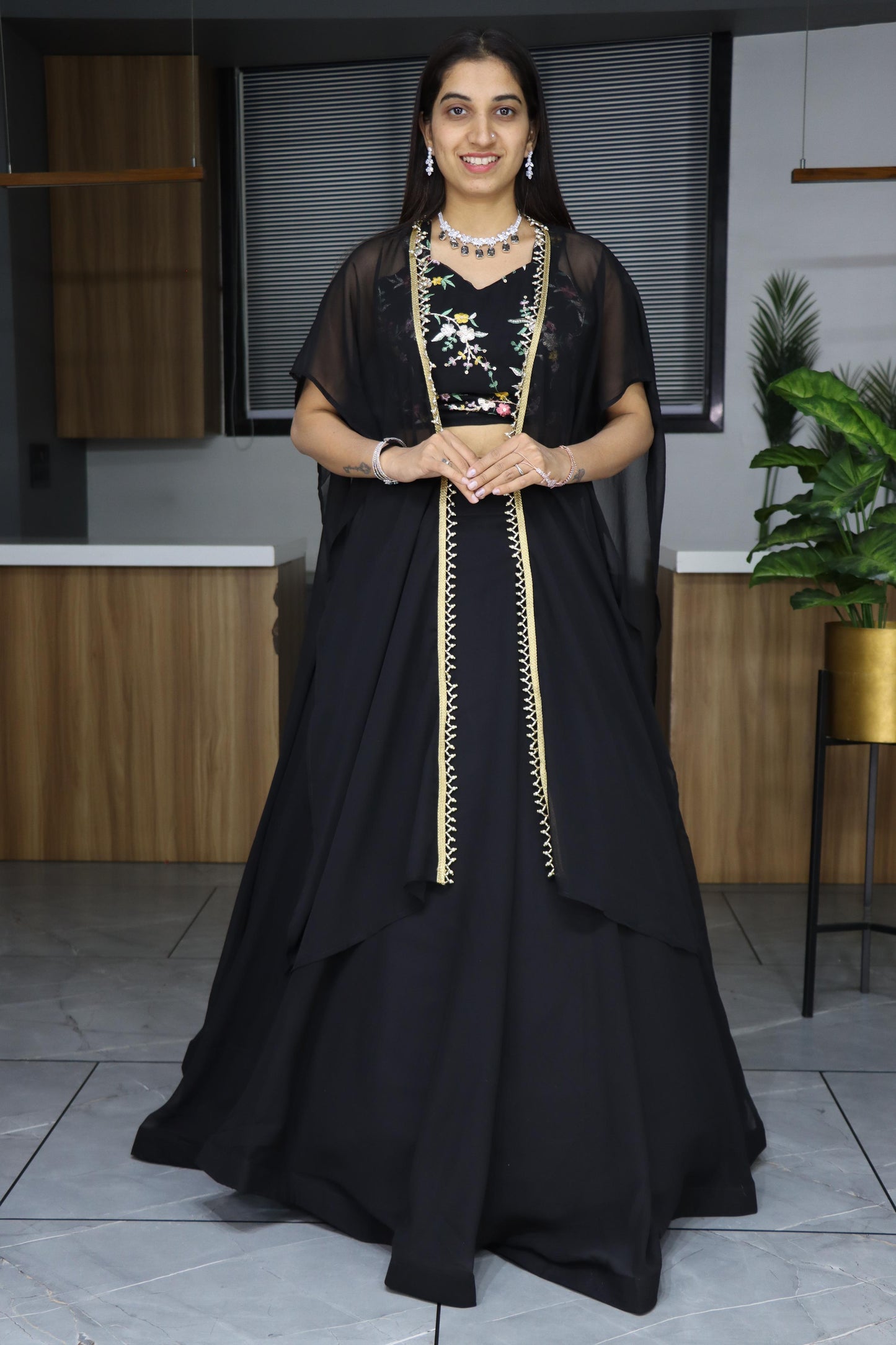 Black georgette lehenga choli for women with price
