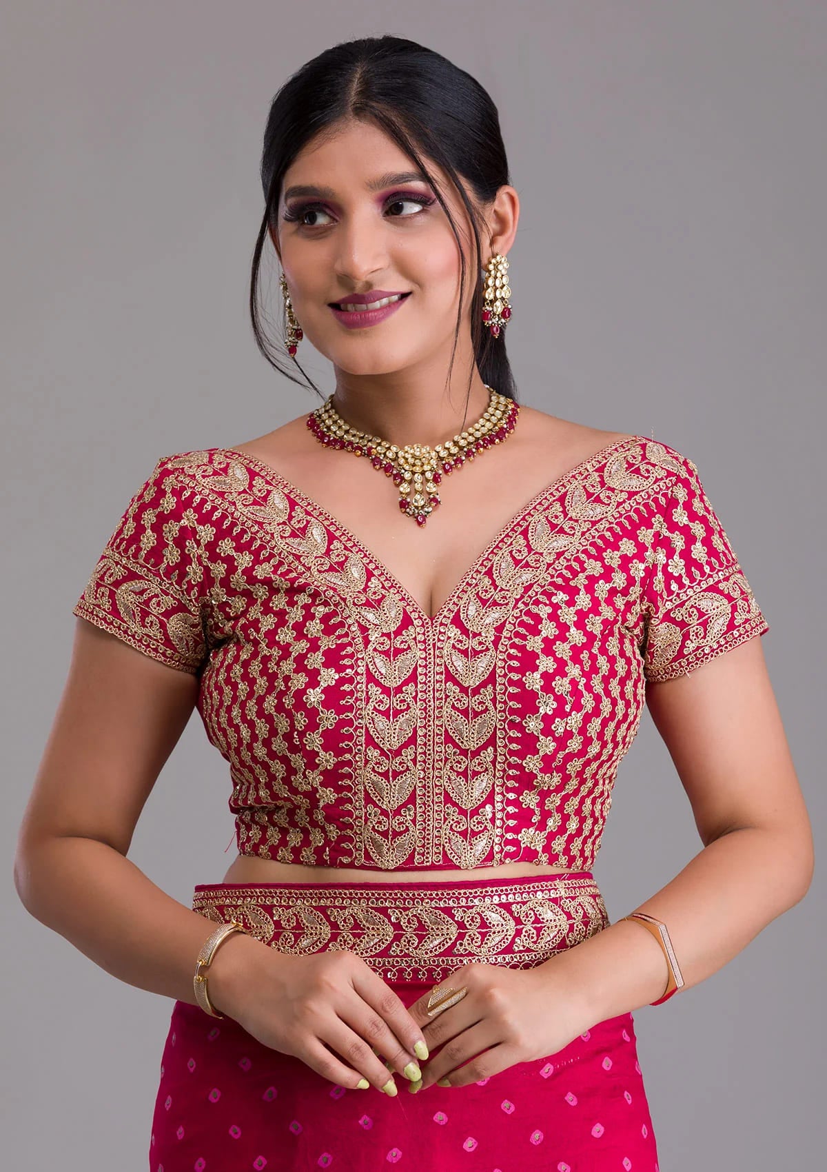 Rani Pink Georgette Saree