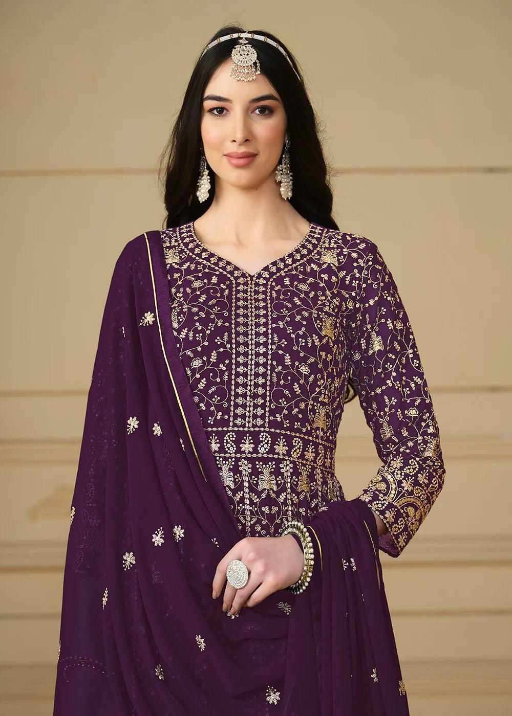Wine colour Gown for Engagement
