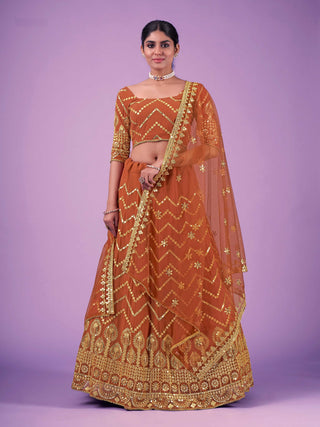 Orange lehenga bridal party wear