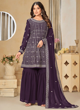 Purple georgette sharara suit for women online
