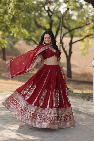 Maroon georgette lehenga choli for women with price
