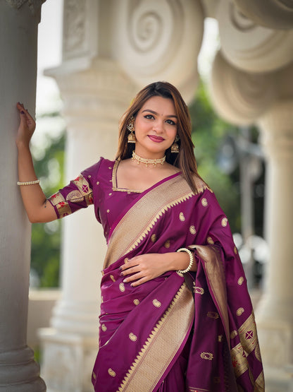 Wine color paithani silk saree price