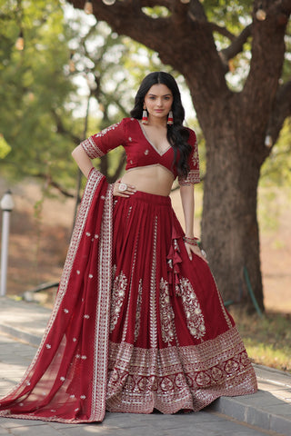 Maroon georgette lehenga choli for women online
