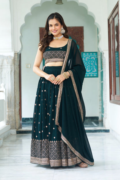 Green color georgette lehenga choli USA