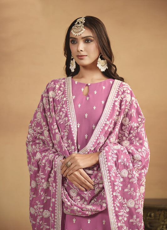 pink color georgette salwar kameez for party wear price
