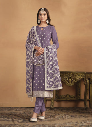 Lavender color georgette salwar suit