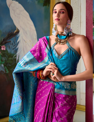 Wedding Magenta color silk saree for women price malaysia