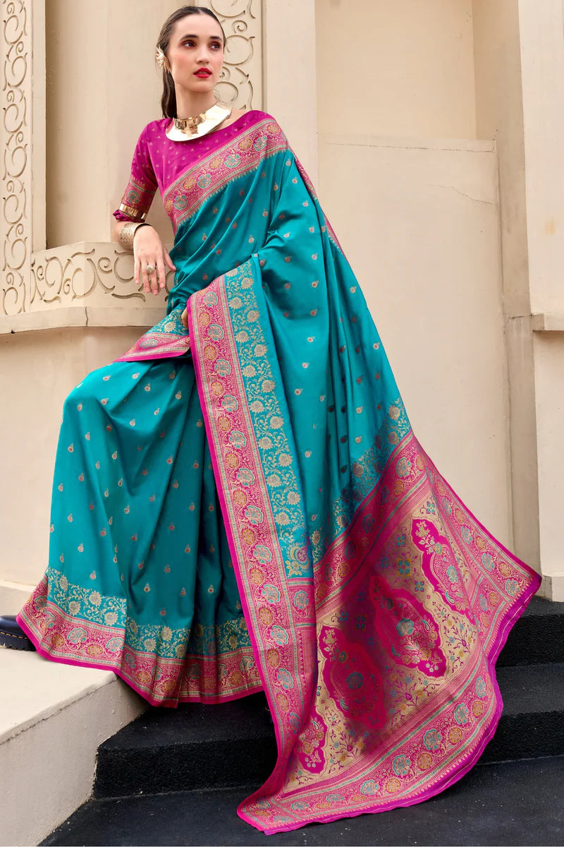 Rama colour Silk Saree
