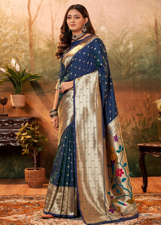 Blue Paithani Saree For Wedding
