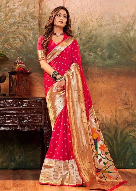 Rani pink paithani silk saree for women price
