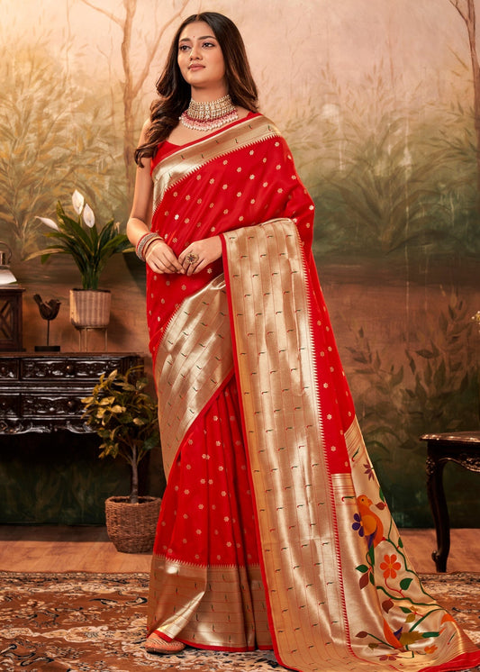 Red Paithani Saree for Wedding
