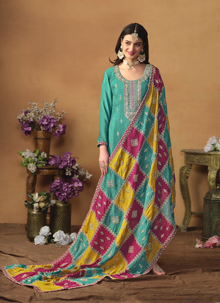 Rama color chinon silk salwar suit for women