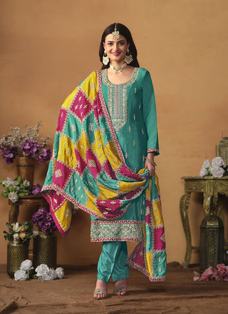 Rama color salwar suit with dupataa