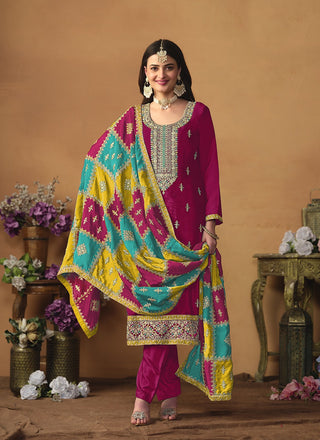 Pink chinon silk salwar suit for women price
