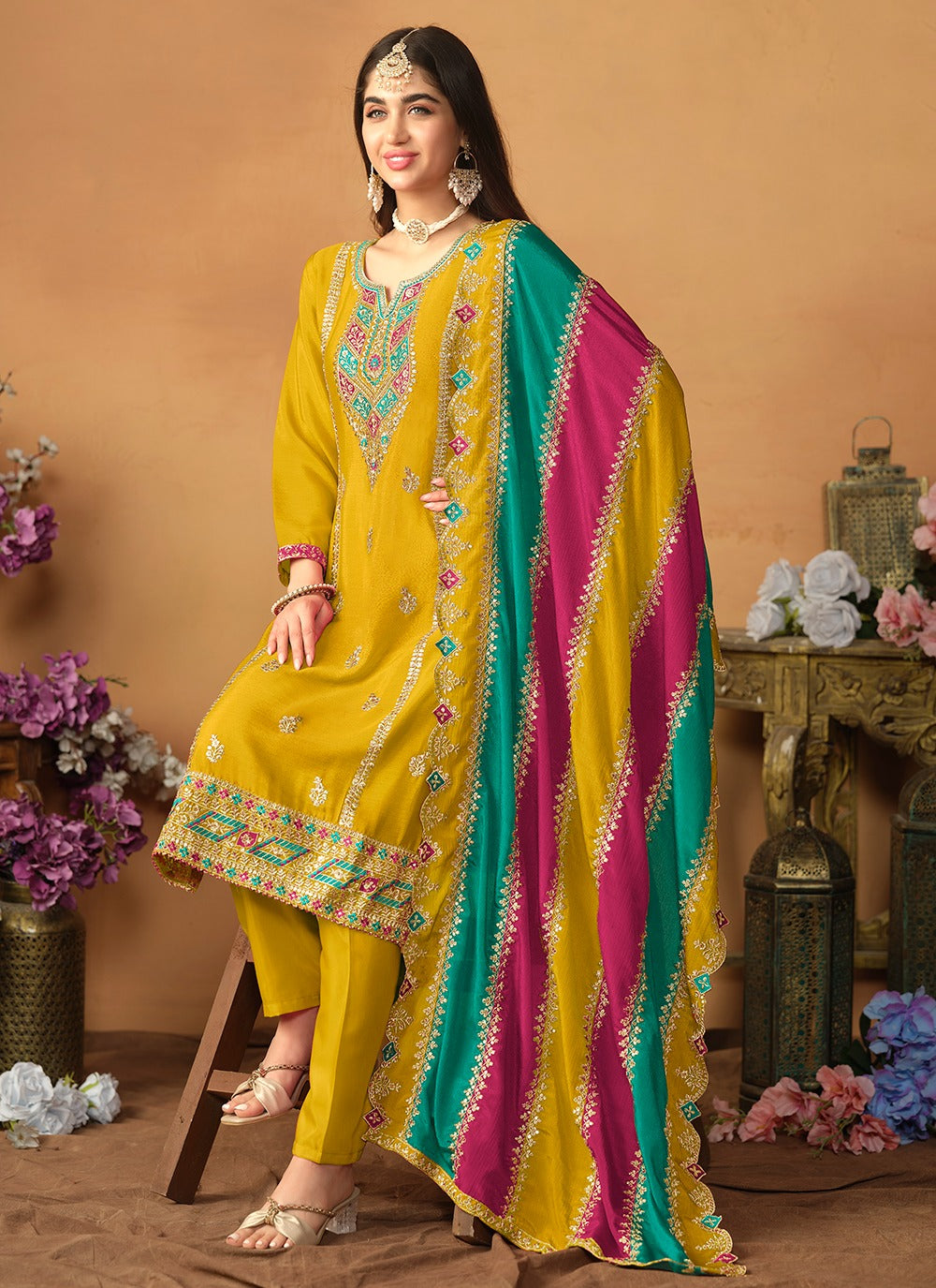 Wedding wear Yellow Color salwar suit price