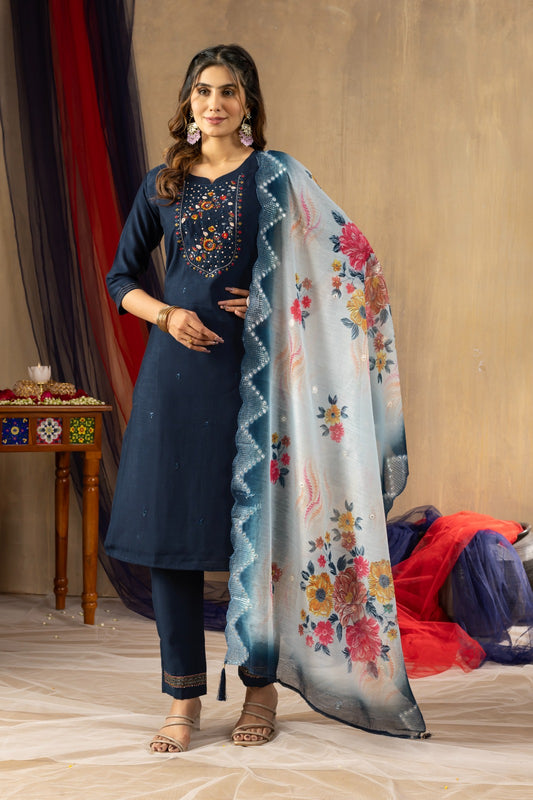 Teal color viscose salwar suit for women online
