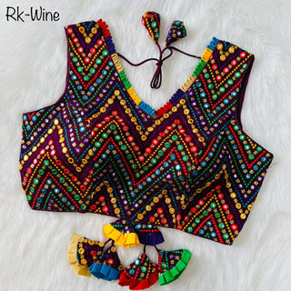 Wine Multi Colour Blouse For Choli