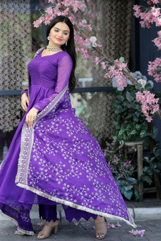 Wedding wear purple color salwar suit