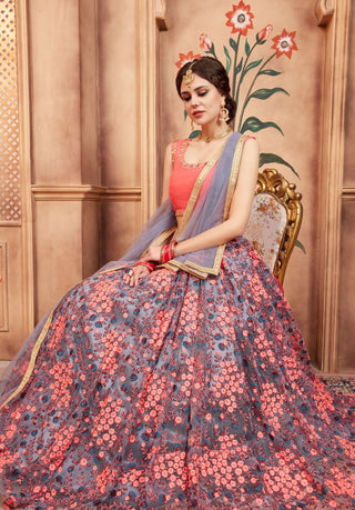 Light grey colour lehenga for wedding