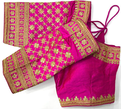 Pink color silk sequins work blouse price