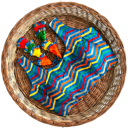 Blue color thread work silk blouse design