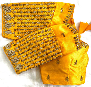 heavy shining silk Yellow Blouse For Saree