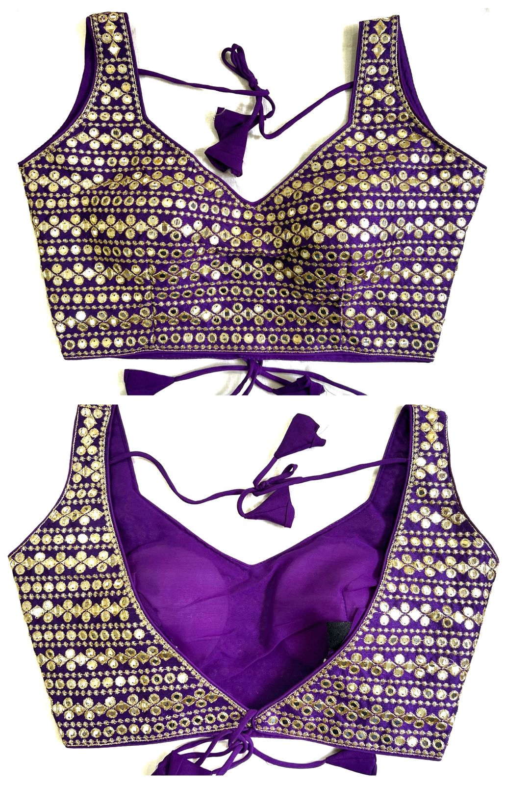 Purple Color mirror work blouse for  women