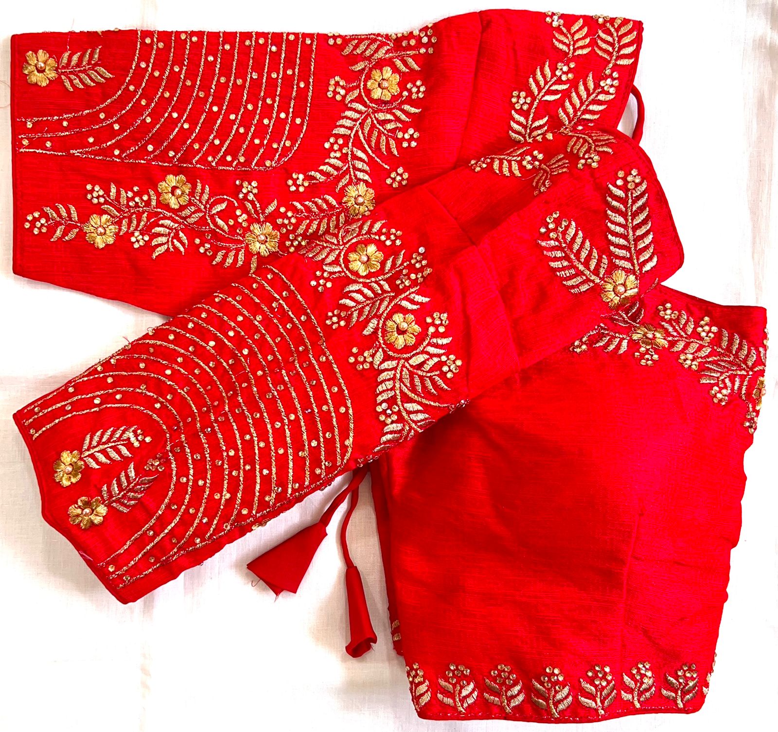 Red color phantom silk blouse for lehenga