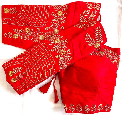 Red color phantom silk blouse for lehenga
