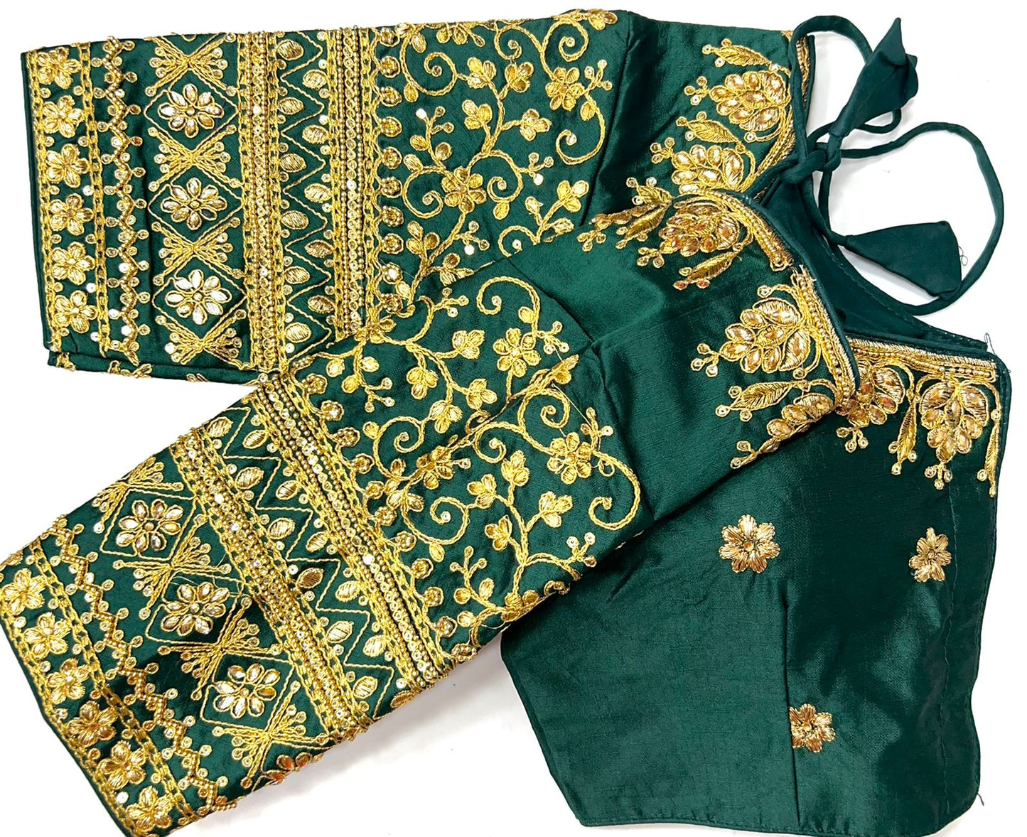 Dark green color silk heavy lehenga blouse for women