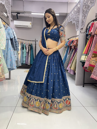 Navy blue color silk lehenga choli for women online shopping
